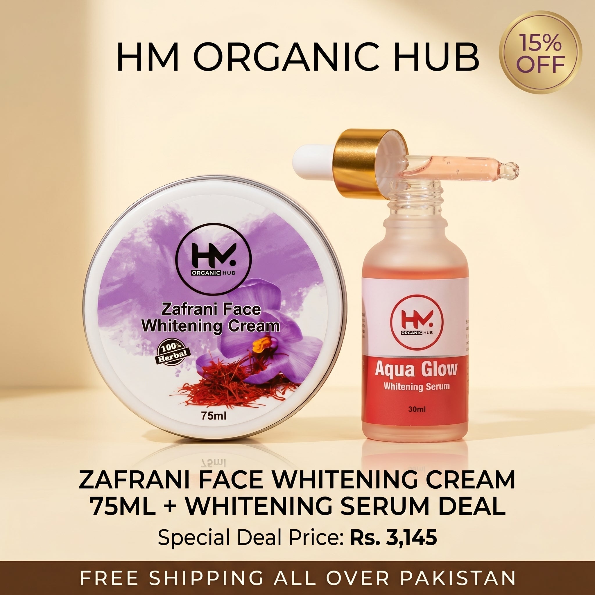 Zafrani Face Whitening Cream 75ml + Whitening Serum | Brightening & Glow Combo