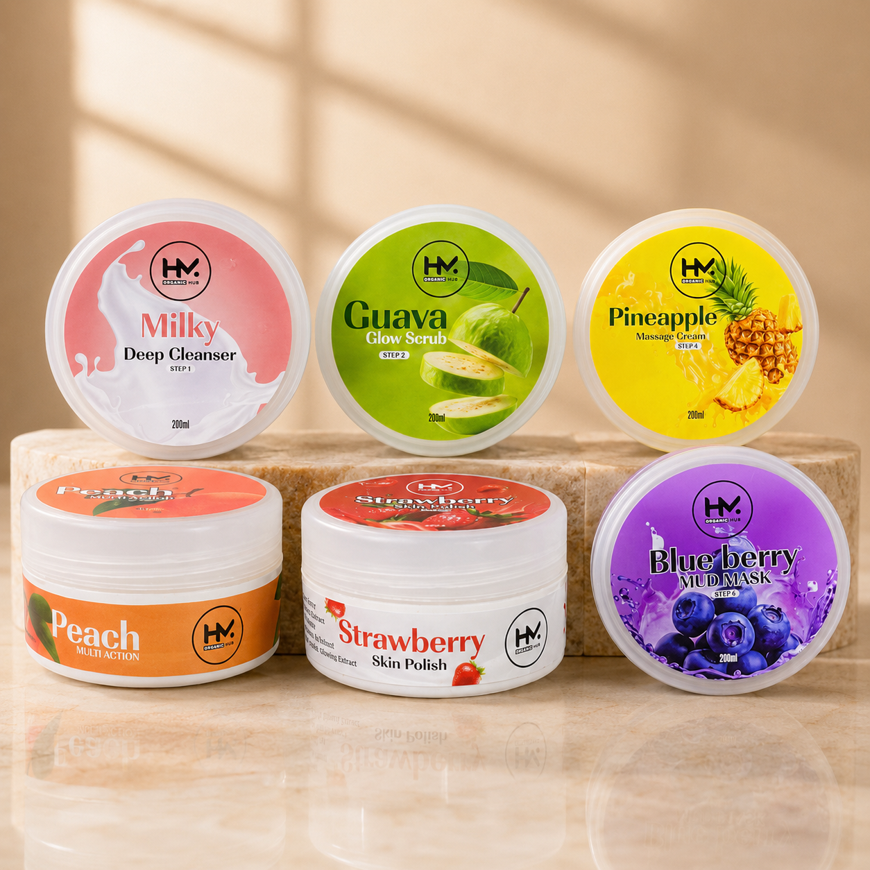 6 Step Fruit Facial Kit for Glowing Skin | Deep Cleansing, Scrub, Massage, Polish & Mud Mask Facial Kit